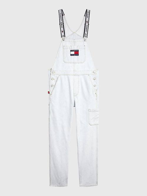 Denim Tommy Hilfiger Tommy Badge Dungarees Men's Jeans | TH892SNB