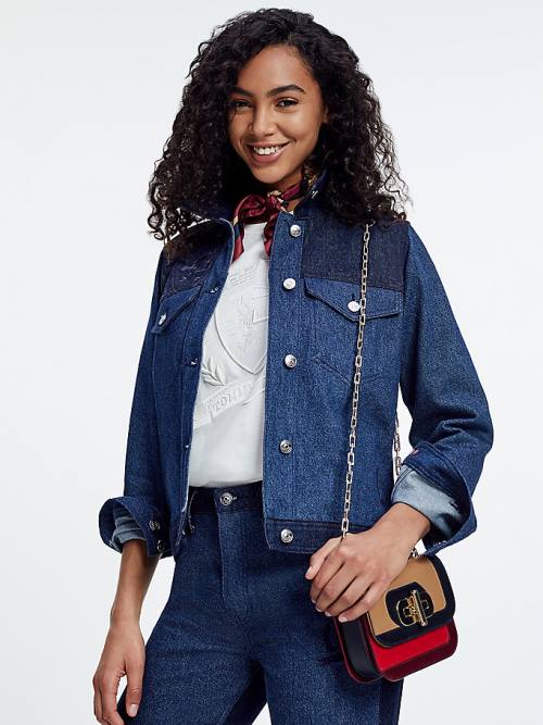 Denim Tommy Hilfiger Tommy Icons Contrast Denim Women\'s Jackets | TH850ZUH