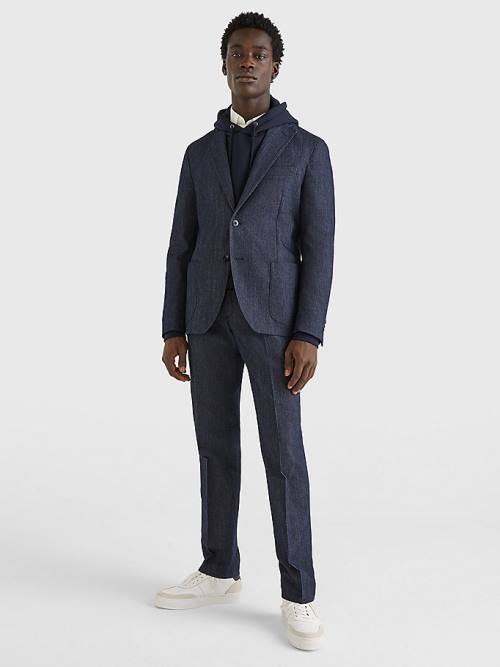 Denim Tommy Hilfiger Unconstructed Two-Button Men's Blazers | TH248DXZ