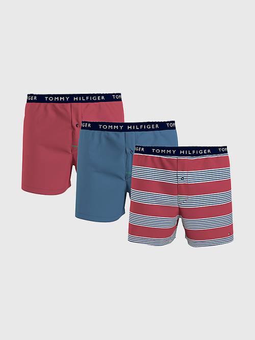 Gold Tommy Hilfiger 3-Pack Logo Waistband Button Fly Boxers Men\'s Underwear | TH731FSN