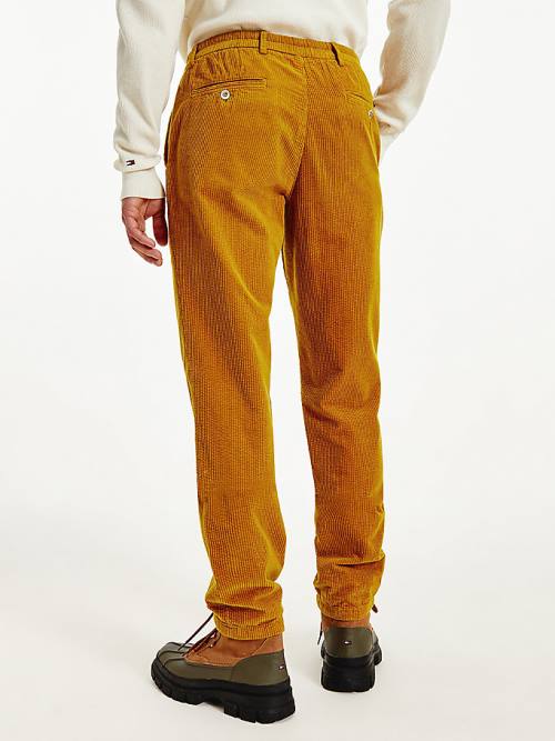 Gold Tommy Hilfiger Concealed Drawstring Relaxed Fit Corduroy Men's Pants | TH072BWX