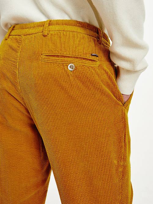 Gold Tommy Hilfiger Concealed Drawstring Relaxed Fit Corduroy Men's Pants | TH072BWX