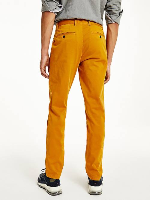 Gold Tommy Hilfiger Denton Straight Fit Satin Chinos Men's Pants | TH623CYU