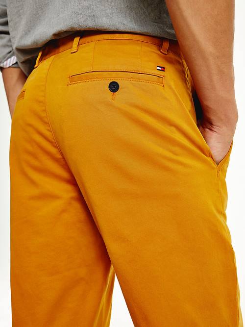 Gold Tommy Hilfiger Denton Straight Fit Satin Chinos Men's Pants | TH623CYU