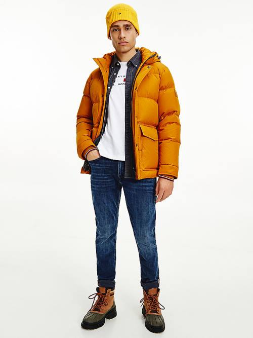 Gold Tommy Hilfiger Down Puffer Men\'s Jackets | TH437RGM