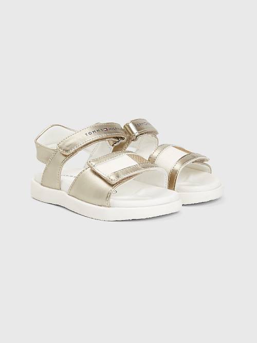 Gold Tommy Hilfiger High Shine Glitter Flag Girls\' Sandals | TH316SWH