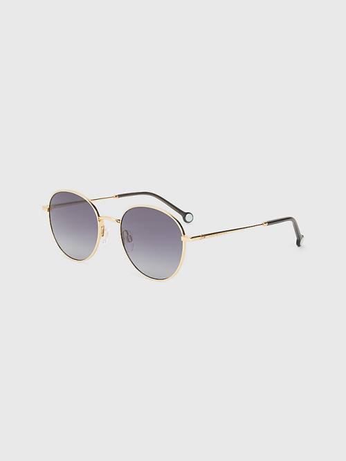 Gold Tommy Hilfiger Round Frame Women\'s Sunglasses | TH532SGV