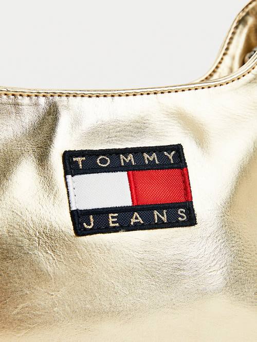 Gold Tommy Hilfiger Tommy Badge Metallic Shoulder Women's Bags | TH182KWH