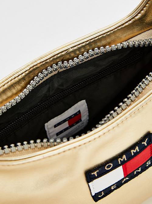 Gold Tommy Hilfiger Tommy Badge Metallic Shoulder Women's Bags | TH182KWH