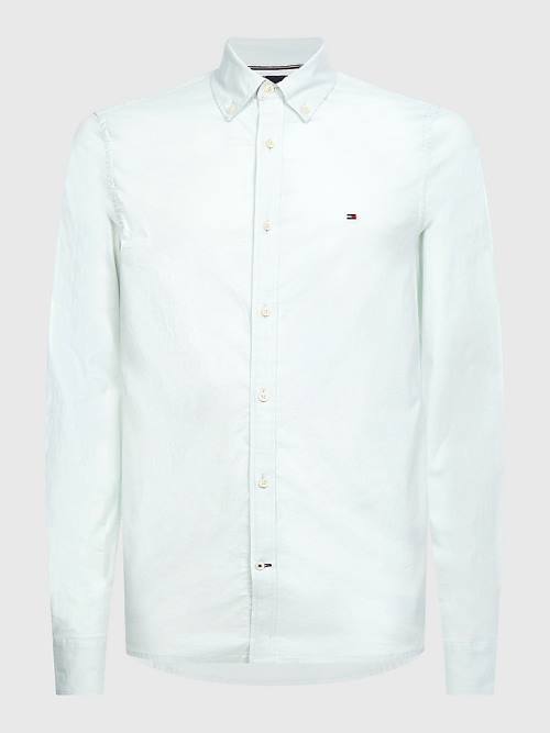 Green Tommy Hilfiger 1985 Essential Polygiene Slim Fit Men\'s Shirts | TH621XTM