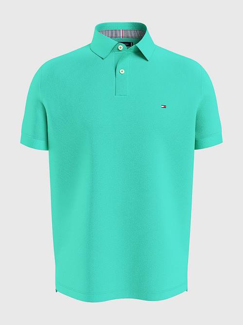 Green Tommy Hilfiger 1985 Essential TH Flex Men\'s Polo Shirts | TH537EDS