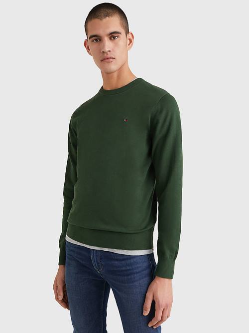 Green Tommy Hilfiger 1985 Essential TH Flex Sweatshirt Men\'s Sweaters | TH916IJQ