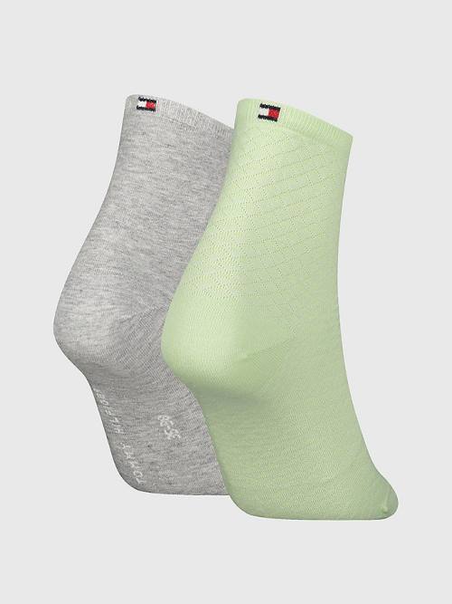 Green Tommy Hilfiger 2-Pack Palm Leaves Short Women's Socks | TH725NJQ