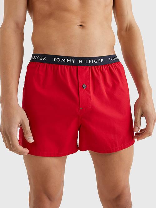 Green Tommy Hilfiger 3-Pack Logo Waistband Button Fly Boxers Men's Underwear | TH561YIB