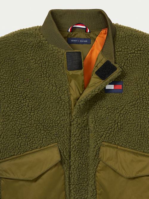 Green Tommy Hilfiger Adaptive Mixed Teddy Bomber Boys' Jackets | TH687NLG