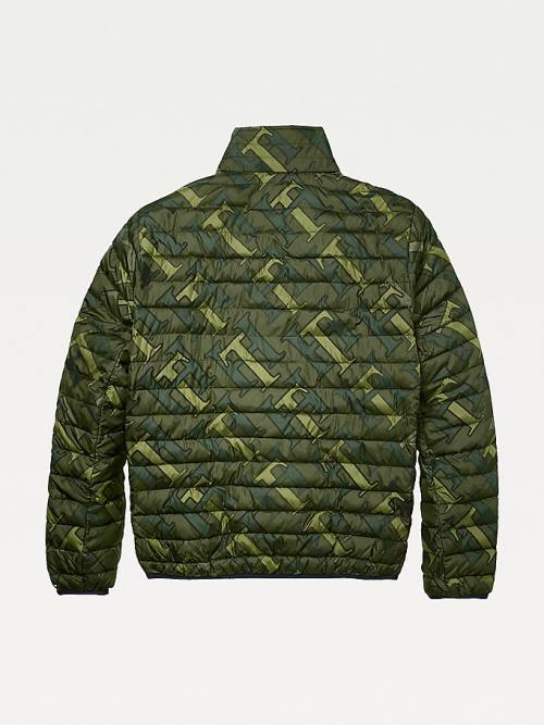 Green Tommy Hilfiger Adaptive Monogram Puffer Men's Jackets | TH563OEI