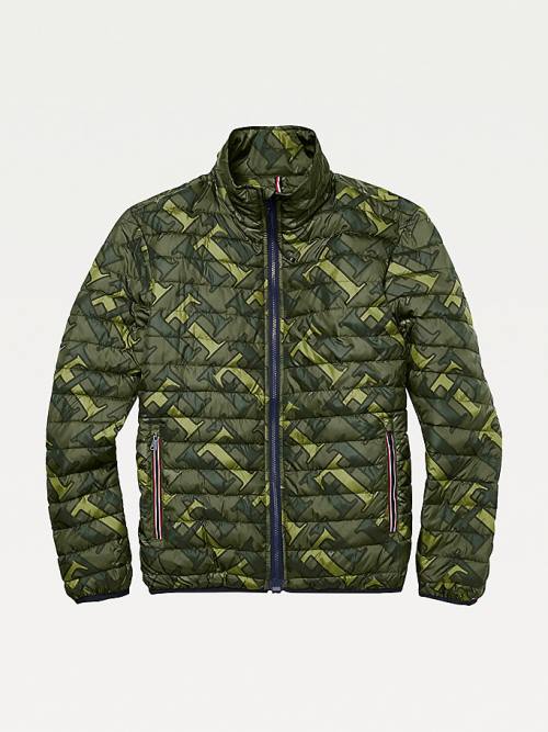 Green Tommy Hilfiger Adaptive Monogram Puffer Men\'s Jackets | TH563OEI