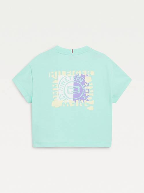 Green Tommy Hilfiger Back Print Recycled Girls' T Shirts | TH135UIJ