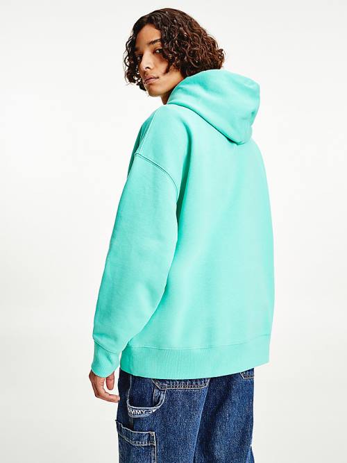 Green Tommy Hilfiger Badge Organic Cotton Men's Hoodie | TH972KVP