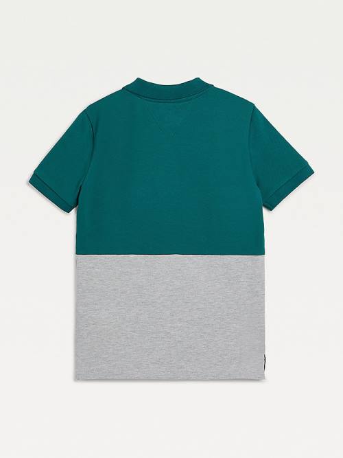 Green Tommy Hilfiger Colour-Blocked Logo Polo Boys' T Shirts | TH612SGR