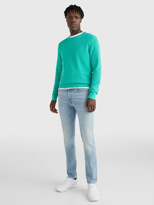 Green Tommy Hilfiger Crew Neck Jumper Men's Sweaters | TH406RZO