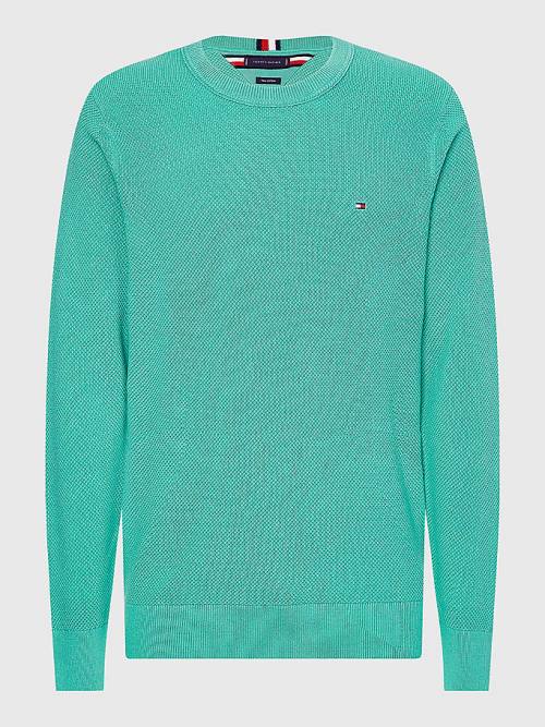 Green Tommy Hilfiger Crew Neck Jumper Men's Sweaters | TH406RZO