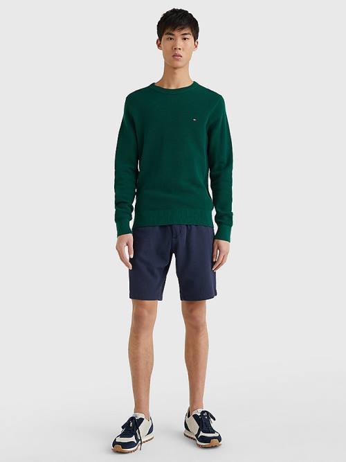 Green Tommy Hilfiger Crew Neck Jumper Men's Sweaters | TH745BZA