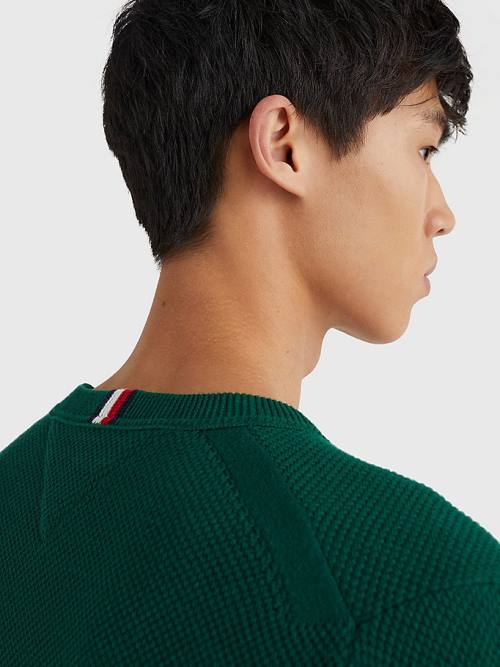 Green Tommy Hilfiger Crew Neck Jumper Men's Sweaters | TH745BZA