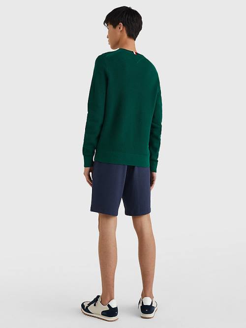 Green Tommy Hilfiger Crew Neck Jumper Men's Sweaters | TH745BZA