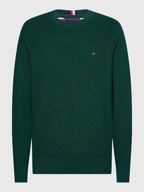 Green Tommy Hilfiger Crew Neck Jumper Men's Sweaters | TH745BZA