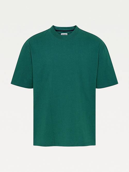 Green Tommy Hilfiger Crew Neck Men's T Shirts | TH470VBN