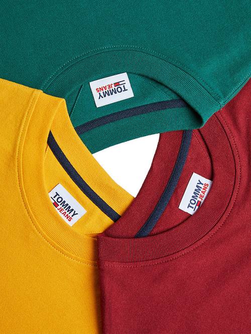 Green Tommy Hilfiger Crew Neck Men's T Shirts | TH470VBN