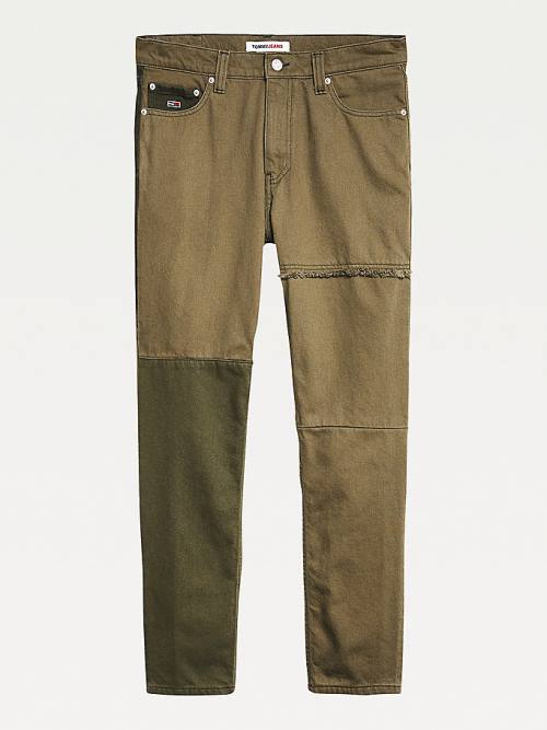 Green Tommy Hilfiger Dad Tapered Contrast Panel Men's Jeans | TH872ORI