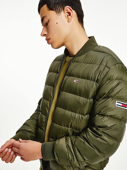 Green Tommy Hilfiger Down Recycled Quilted Bomber Men's Jackets | TH157MZS