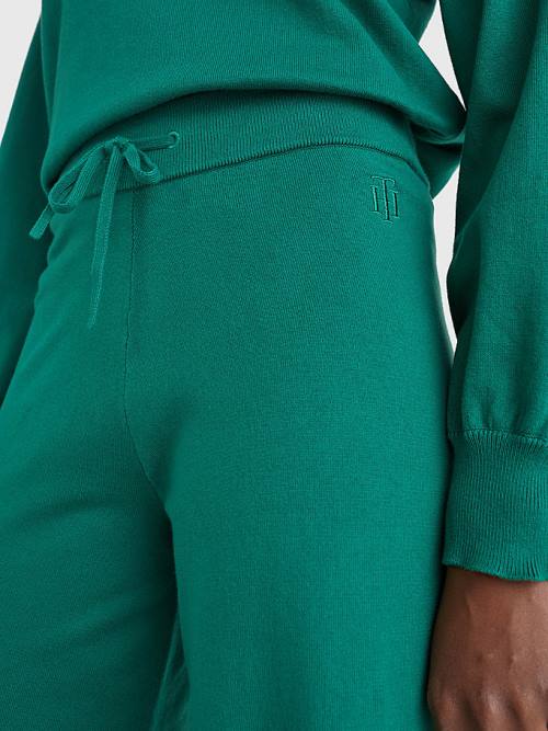 Green Tommy Hilfiger Drawstring Waist Wide Leg Women's Pants | TH321OIZ