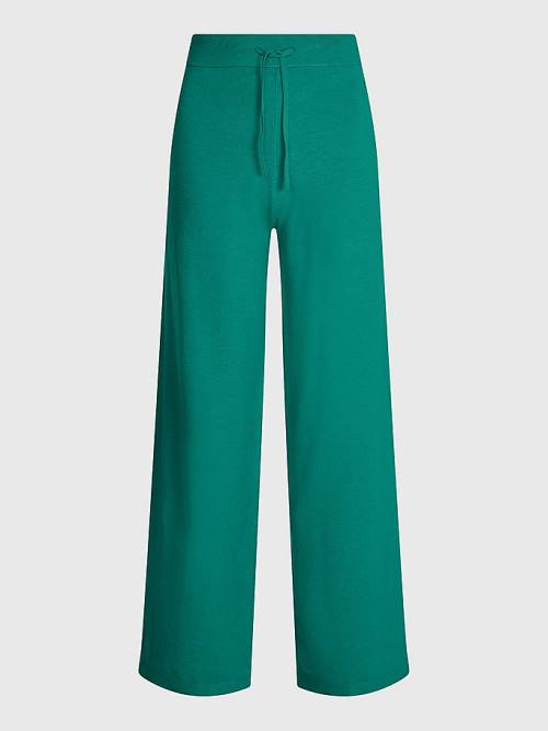 Green Tommy Hilfiger Drawstring Waist Wide Leg Women's Pants | TH321OIZ