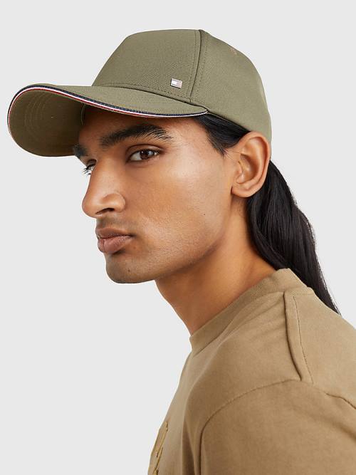 Green Tommy Hilfiger Elevated Signature Tape Cap Men's Hats | TH910MIH