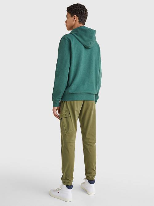 Green Tommy Hilfiger Essential Logo Men's Hoodie | TH354ZME