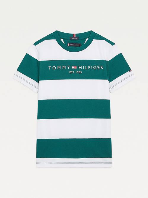 Green Tommy Hilfiger Essential Organic Cotton Stripe Boys\' T Shirts | TH742AVZ