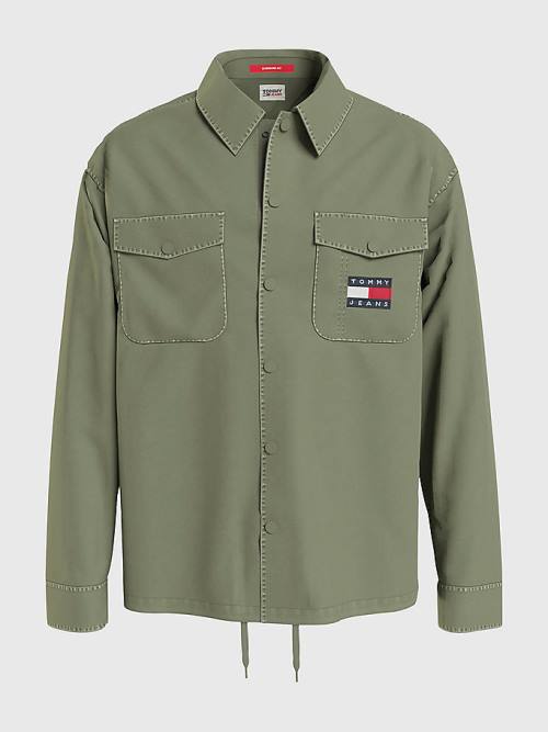 Green Tommy Hilfiger Expedition Logo Coach Men's Shirts | TH742AGI