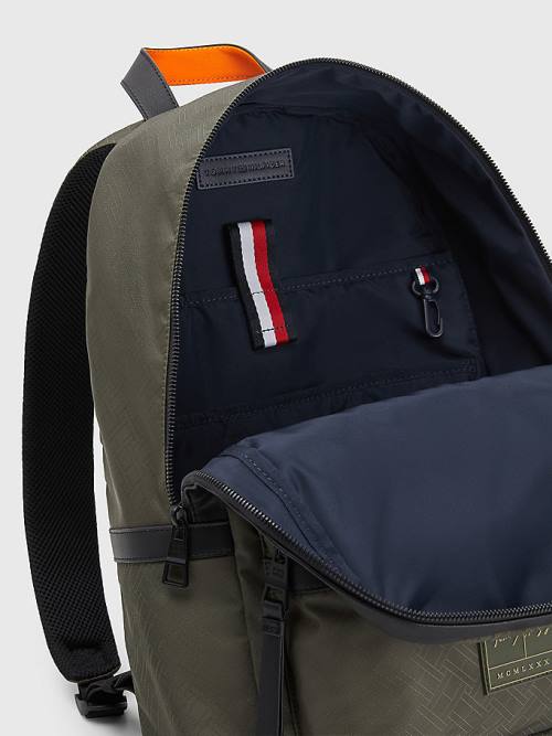 Green Tommy Hilfiger Flag Jacquard Backpack Men's Bags | TH053ERK