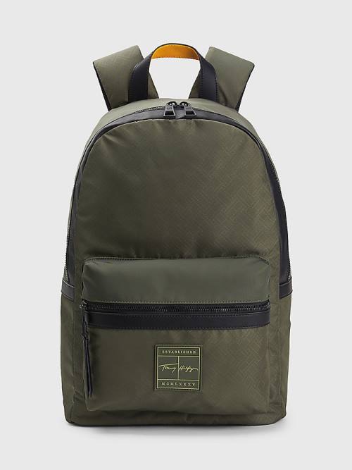 Green Tommy Hilfiger Flag Jacquard Backpack Men\'s Bags | TH053ERK