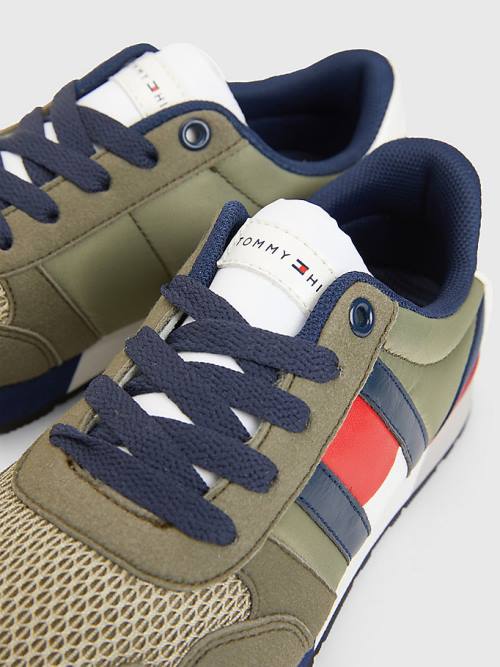 Green Tommy Hilfiger Flag Low-Top Lace-Up Boys' Sneakers | TH083QMF