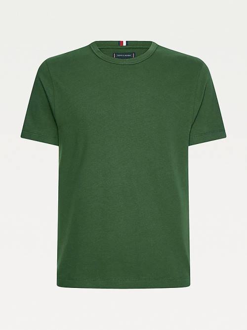 Green Tommy Hilfiger Flag Patch Sleeve Men's T Shirts | TH251OVB