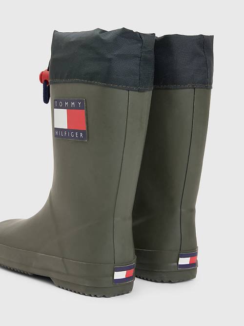 Green Tommy Hilfiger Flag Toggle Rain Boys' Boots | TH239ZGO