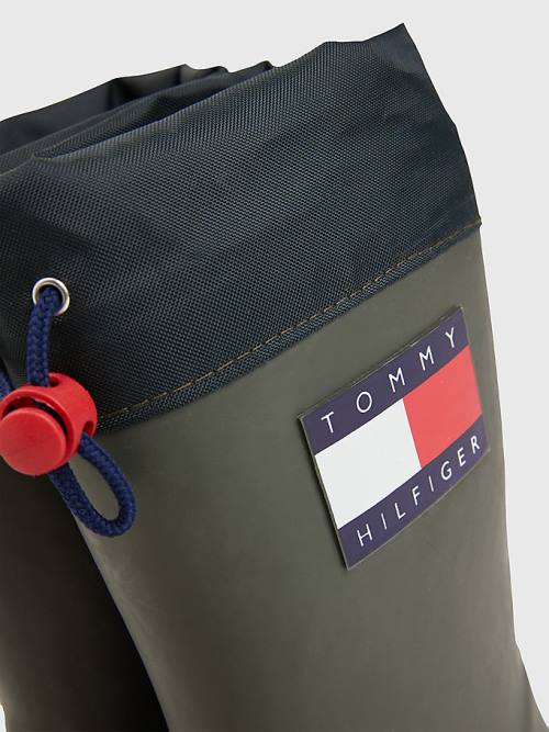 Green Tommy Hilfiger Flag Toggle Rain Boys' Boots | TH239ZGO