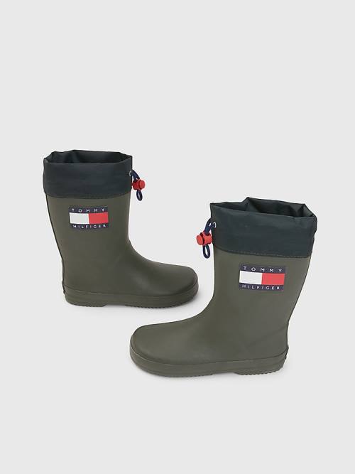 Green Tommy Hilfiger Flag Toggle Rain Boys' Boots | TH239ZGO