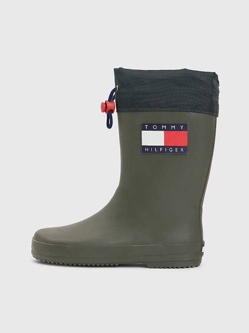 Green Tommy Hilfiger Flag Toggle Rain Boys' Boots | TH239ZGO