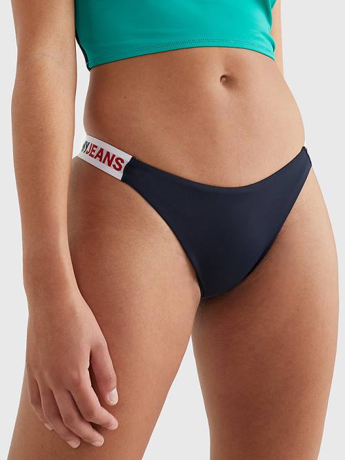 Green Tommy Hilfiger High Leg Cheeky Bikini Bottoms Women\'s Swimwear | TH637UBO