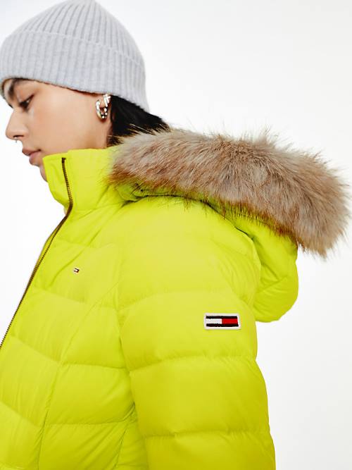 Green Tommy Hilfiger Hooded Down Women's Jackets | TH534YLQ